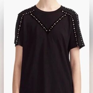 Tabloid Grommet & Stud Detail Cotton Tee In Black SZ1
